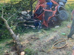 В Симферопольском районе грузовик врезался в дерево и перевернулся, - ФОТО, ВИДЕО