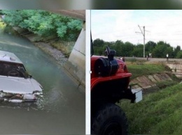 Спасатели вытащили упавший в канал автомобиль в Краснодаре