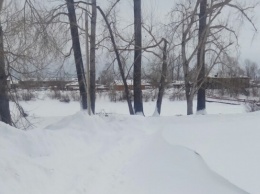 Мощные снегопады затруднили работу транспорта в пригороде Барнаула