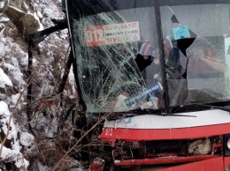 Пассажирский автобус и грузовик столкнулись в трассе Республике Алтай