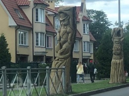 В Зеленоградске вырезали скульптуры из обрубков деревьев на ул. Тургенева (фото)