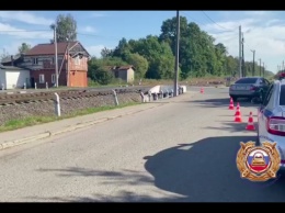 Водитель решил объехать другие авто перед ж/д переездом и сбил ребенка (видео)