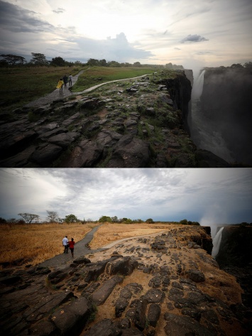 Климатологи показали, во что превратился за год водопад Виктория