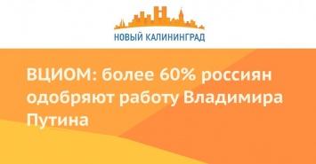 ВЦИОМ: более 60% россиян одобряют работу Владимира Путина