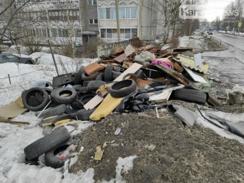 В Петрозаводске поймали нарушителей, которые выбросили шины на помойку