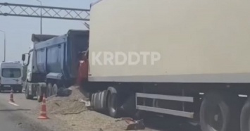 Смертельное ДТП с участием двух грузовиков и легковушки произошло под Кореновском