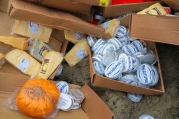 Под Калининградом раскатали бульдозером 5 тонн импортных сыров и масла (фото)