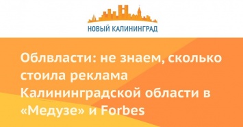 Облвласти: не знаем, сколько стоила реклама Калининградской области в «Медузе» и Forbes