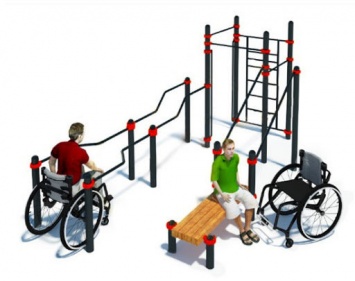 В сквере Симферополя устанавливают спортплощадку для инвалидов почти за 3 млн рублей