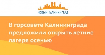 В горсовете Калининграда предложили открыть летние лагеря осенью