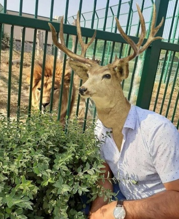 Белгородский зоопарк изобразил посетителя оленем