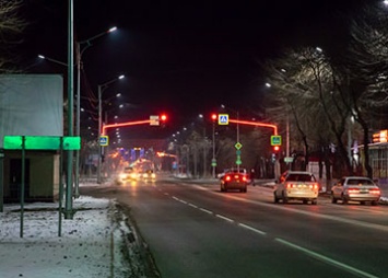 Новые лампы осветили улицу Калинина в Благовещенске
